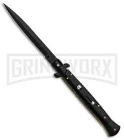 Frank B. 11" Ebony Italian Stiletto Automatic Knife - Black Bayonet