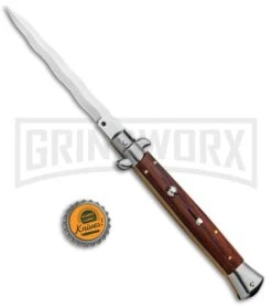 Frank B. 11" Italian Stiletto Cocobolo Automatic Knife - Kris Polish -Deals Blade Master Store Frank B 11in Italian Stiletto Cocobolo Auto Kriss Polish BHQ 91162 jr bottlecap large