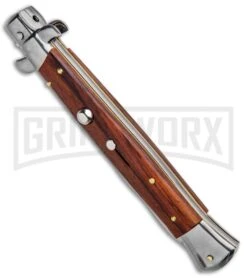 Frank B. 11" Italian Stiletto Cocobolo Automatic Knife - Kris Polish -Deals Blade Master Store Frank B 11in Italian Stiletto Cocobolo Auto Kriss Polish BHQ 91162 jr spine large