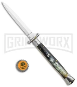 Frank B 11" Italian Stiletto Swinguard Brazilian Dark Horn Automatic Knife -Deals Blade Master Store Frank B 11in Italian Stiletto Swinguard Brazilian Horn Auto Dagger GX 35903 jr bottlecap large