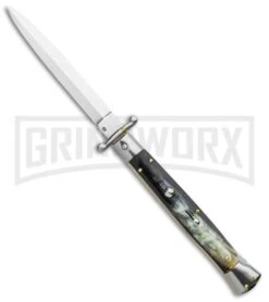 Frank B 11" Italian Stiletto Swinguard Brazilian Dark Horn Automatic Knife