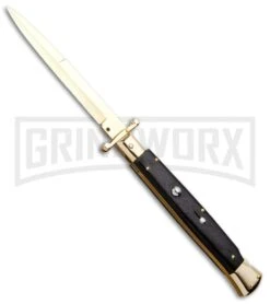 Frank B. 11" Ebony Italian Stiletto Swinguard Gold Plated - Bayo Gold