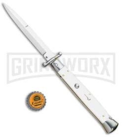 Frank B. 11" Italian White Pearlex Tactical Swinguard - Satin Bayonet -Deals Blade Master Store Frank B 11in Italian White Pearlex Tactical Swinguard Bayo GX 4841 jr bottlecap large