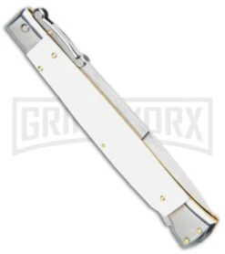 Frank B. 11" Italian White Pearlex Tactical Swinguard - Satin Bayonet -Deals Blade Master Store Frank B 11in Italian White Pearlex Tactical Swinguard Bayo GX 4841 jr side large