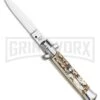 Frank B. 7.5" Italian Stiletto Stag Horn Automatic Knife - Flat Grind
