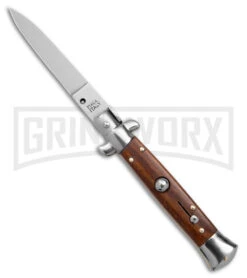 Frank B. 7.5" Italian Stiletto Cocobolo Wood Automatic Knife - Satin Flat