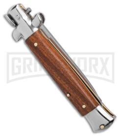 Frank B. 7.5" Italian Stiletto Cocobolo Wood Automatic Knife - Satin Flat -Deals Blade Master Store Frank B 7.5in Italian Stiletto Cocobolo Wood Automatic Satin Flat GX 41277 jr side large