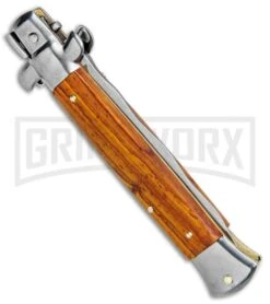 Frank B. 9" Italian Stiletto Cocobolo Wood Automatic Knife - Kris Satin -Deals Blade Master Store Frank B 9in Italian Stiletto Cocobolo Wood Kris Satin BP 26575 jr side large