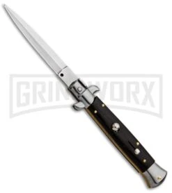 Frank B 9" Italian Stiletto Ebony Automatic Knife - Dagger Satin