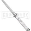 Frank B. 13" Pearlex Italian Stiletto Automatic Knife - Spear Point Satin Plain