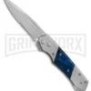 Super Knife Croc Automatic Knife Stainless W/ Blue Inlay - Satin Serr