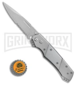 Super Knife Croc Automatic Knife Stainless W/ Polished Inlay - Satin Serr -Deals Blade Master Store GA303SL BP 25775 er bottlecap large