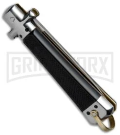 Gimel Bargeon Medium French Stiletto Black Automatic Knife - Polish Plain -Deals Blade Master Store Gimel Bargeon Medium French Stiletto Black BP 19228 jr side large