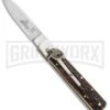 Hubertus 6.25" Small Slimline Lever Lock Stag Automatic Knife - Satin Plain