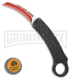 Karambit OTF Hawksbill Knife Black/Red Stainless Steel - Two Tone Red Plain -Deals Blade Master Store Karambit OTF Black Red Knife Two Tone Red Satin Plain GX 36482 LS Bottlecap large