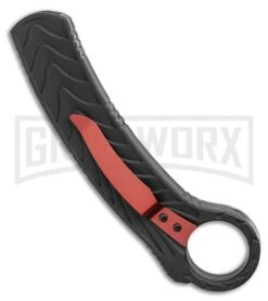 Karambit OTF Hawksbill Knife Black/Red Stainless Steel - Two Tone Red Plain -Deals Blade Master Store Karambit OTF Black Red Knife Two Tone Red Satin Plain GX 36482 LS Side large
