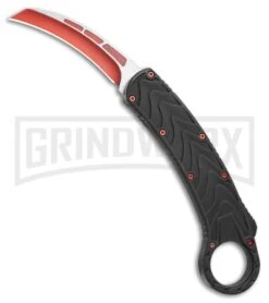 Karambit OTF Hawksbill Knife Black/Red Stainless Steel - Two Tone Red Plain