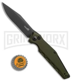 Kershaw Launch 7 Galyean OD Green Automatic Knife - Black Plain -Deals Blade Master Store Kershaw Galyean Launch 7 OD Green black BHQ 75927 er bottlecap large