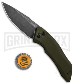 Kershaw Launch 1 Olive Green Aluminum Automatic Knife - Blackwash Plain -Deals Blade Master Store Kershaw Launch 1 Automatic Olive Green Aluminum BlackWash 7100OLBW BHQ 91250 jr bottlecap large