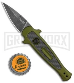 Kershaw Launch 12 CA Legal OD Green Automatic Knife - Black SW Plain -Deals Blade Master Store Kershaw Launch 12 Call Legal Stiletto Auto OD Green KER7130OLBW BHQ 114625 jr bottlecap large