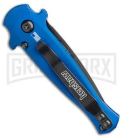 Kershaw Launch 12 Blue Aluminum/CF Mini Stiletto Automatic Knife - Black Plain -Deals Blade Master Store Kershaw Launch 12 Mini Stiletto Automatic Knife Blue 2.5 Black 7125BLUBLK BHQ 117960 LS Side large