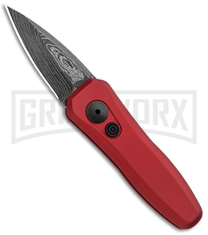 Kershaw Launch 4 Red Automatic Knife CA Legal - Damascus Plain 1 Kershaw Launch 4 Red Automatic Knife CA Legal - Damascus Plain