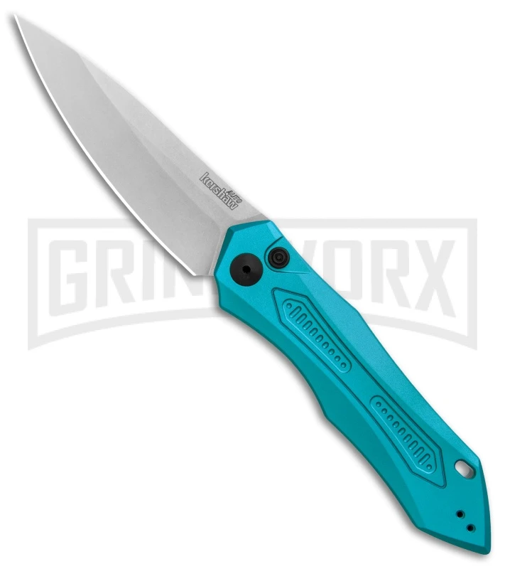Kershaw Launch 6 Teal Automatic Knife - Stonewash Plain 1 Kershaw Launch 6 Teal Automatic Knife - Stonewash Plain
