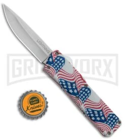 Lightning American Flag D/A OTF Automatic Knife - Satin Plain -Deals Blade Master Store Lightning American Flag DA OTF Auto Satin GX 33330 jr bottlecap large