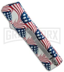 Lightning American Flag D/A OTF Automatic Knife - Satin Plain -Deals Blade Master Store Lightning American Flag DA OTF Auto Satin GX 33330 jr side large