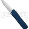 Lightning Blue D/A OTF Automatic Knife - Satin Dagger Serr 4TH18