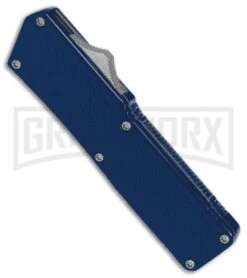 Lightning Blue D/A OTF Automatic Knife - Satin Dagger Serr 4TH18 -Deals Blade Master Store Lightning Blue DA Satin Dagger Serr BP 27475 er spine large