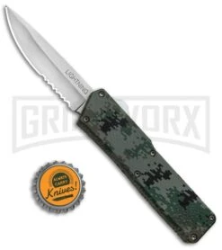 Lightning Digi Camo D/A OTF Automatic Knife - Satin Serr -Deals Blade Master Store Lightning Digi Camo DA OTF Auto Satin Serr GX 33332 jr bottlecap large