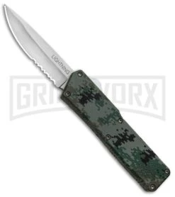 Lightning Digi Camo D/A OTF Automatic Knife - Satin Serr