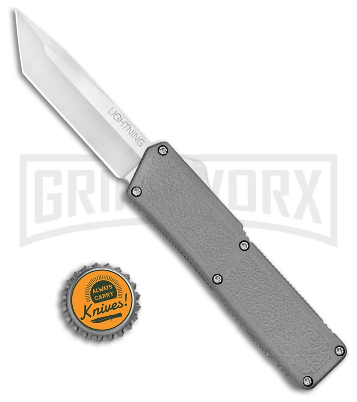 Lightning Gray D/A OTF Automatic Knife - Tanto Satin 4 Lightning Gray D/A OTF Automatic Knife - Tanto Satin - Image 4