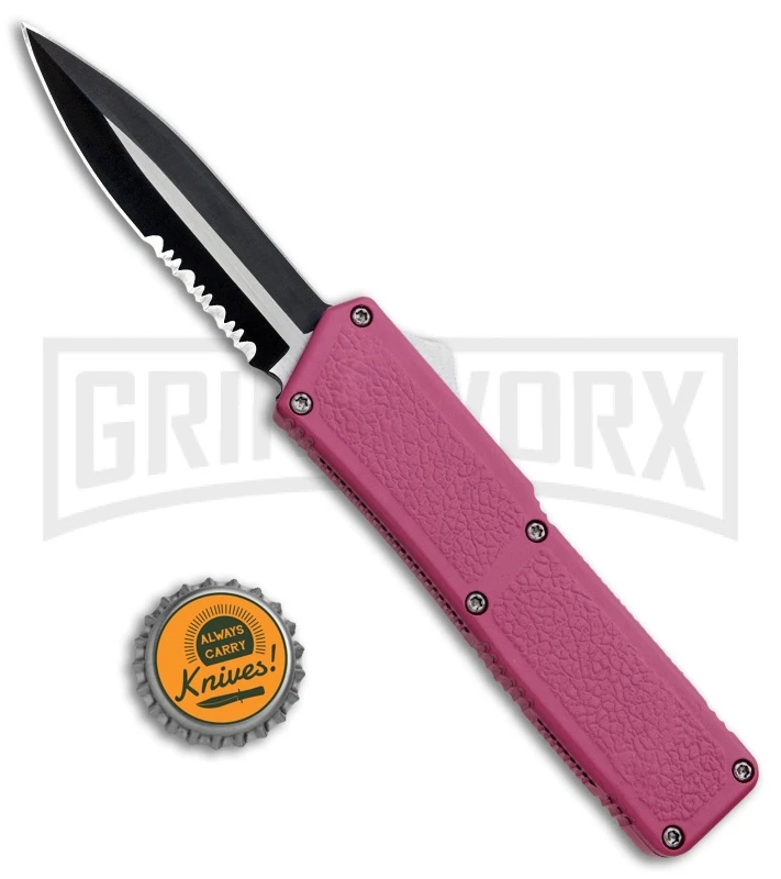 Lightning Pink D/A OTF Automatic Knife - Two-Tone Dagger Serrated 4 Lightning Pink D/A OTF Automatic Knife - Two-Tone Dagger Serrated - Image 4