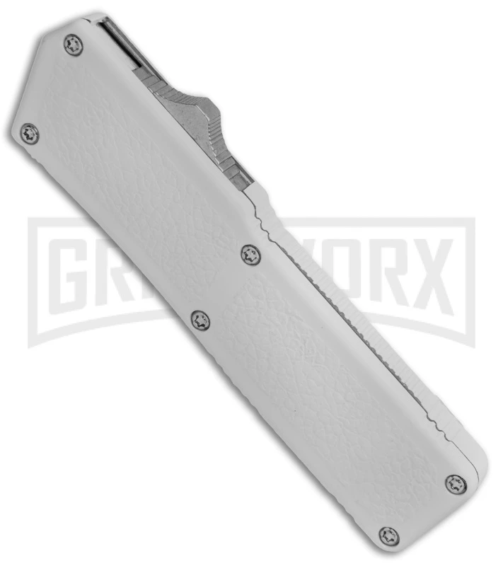 Lightning White D/A OTF Automatic Knife - Black Dagger Serr 4TH18 2 Lightning White D/A OTF Automatic Knife - Black Dagger Serr 4TH18 - Image 2