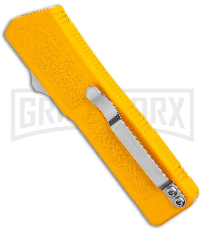 Lightning Yellow D/A OTF Automatic Knife - Satin Dagger Serr 3 Lightning Yellow D/A OTF Automatic Knife - Satin Dagger Serr - Image 3