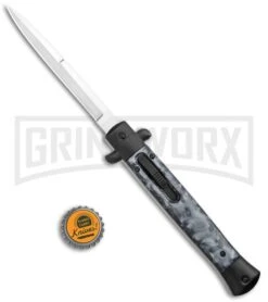 Mago 11" Black Smoke Abyss Italian Stiletto OTF Automatic Knife - Bayo -Deals Blade Master Store Mago 11in Black Bayo Italian Stiletto OTF Auto Satin GX 36130 jr bottlecap large