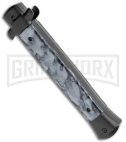 Mago 11" Black Smoke Abyss Italian Stiletto OTF Automatic Knife - Bayo -Deals Blade Master Store Mago 11in Black Bayo Italian Stiletto OTF Auto Satin GX 36130 jr side large