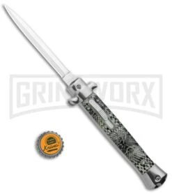 Mago 11" Cottonmouth Italian Stiletto OTF Automatic Knife - Satin Dagger -Deals Blade Master Store Mago 11in Cottonmouth Italian Stiletto OTF Auto Satin Dagger GX 35148 jr bottlecap large