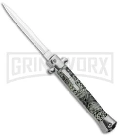 Mago 11" Cottonmouth Italian Stiletto OTF Automatic Knife - Satin Dagger