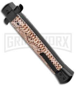 Mago 11" Diamondback Italian Bayonet OTF Automatic Knife - Black Bolsters -Deals Blade Master Store Mago 11in Diamondback Italian Bayo OTF Auto Black Satin GX 37088 jr side large