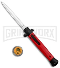 Mago 11" Red Dagger Italian Stiletto OTF Automatic Knife - Satin Plain -Deals Blade Master Store Mago 11in Red Dagger Italian Stiletto OTF Auto Satin GX 37207 jr bottlecap large