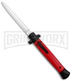 Mago 11" Red Dagger Italian Stiletto OTF Automatic Knife - Satin Plain
