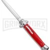 Mago 11" Dagger Italian Stiletto OTF Knife Red W/Polished Bolster - Satin Plain