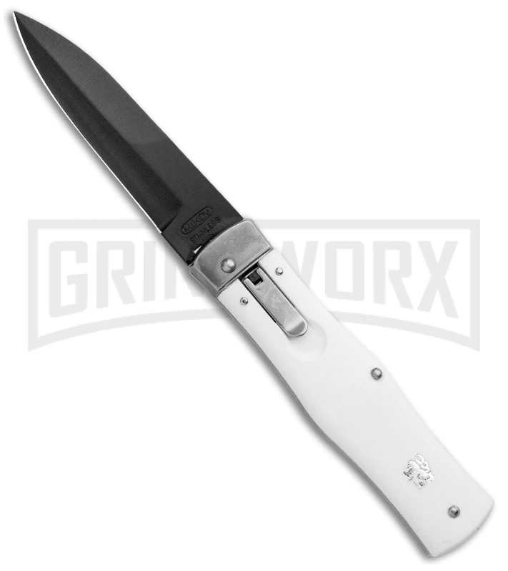 Mikov 241 Predator ABS White Automatic Lever Lock Knife - Black Bayo 1 Mikov 241 Predator ABS White Automatic Lever Lock Knife - Black Bayo