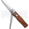 Mikov 241 Predator Wood Automatic Lever Lock Knife W/ Saw & Pocket Clip