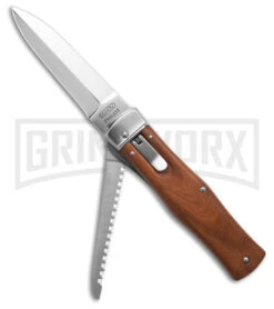 Mikov 241 Predator Wood Automatic Lever Lock Knife W/ Saw & Pocket Clip