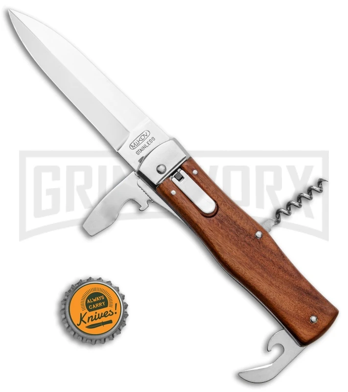 Mikov 241 Predator Wood Automatic Leverlock Knife Multi Tool -Pocket Clip 5 Mikov 241 Predator Wood Automatic Leverlock Knife Multi Tool -Pocket Clip - Image 5