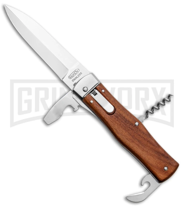 Mikov 241 Predator Wood Automatic Leverlock Knife Multi Tool -Pocket Clip 1 Mikov 241 Predator Wood Automatic Leverlock Knife Multi Tool -Pocket Clip